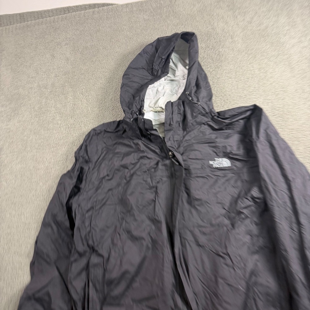 The North Face Mens Black Hooded Rain Jacket Full Zip Windbreaker XXL 9057